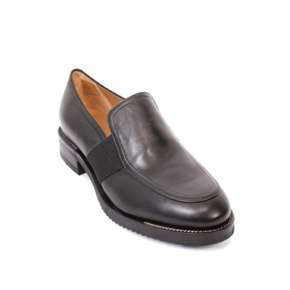 MOT-CLe 2424 Black Leather Platform Loafers Pumps Shoes